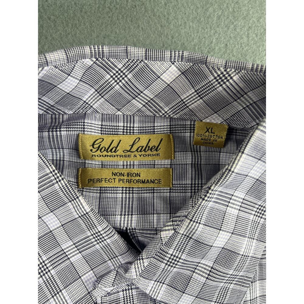 Gold Label Roundtree Yorke Men's Long Sleeve Button Down Dress Shirt XL Plaid - Picture 2 of 6